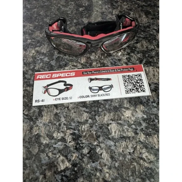 Rec Specs Athletic Goggles Frames RS-41. Red Black. New With Strap